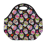 Sugar Skull Pattern Print Neoprene Lunch Bag