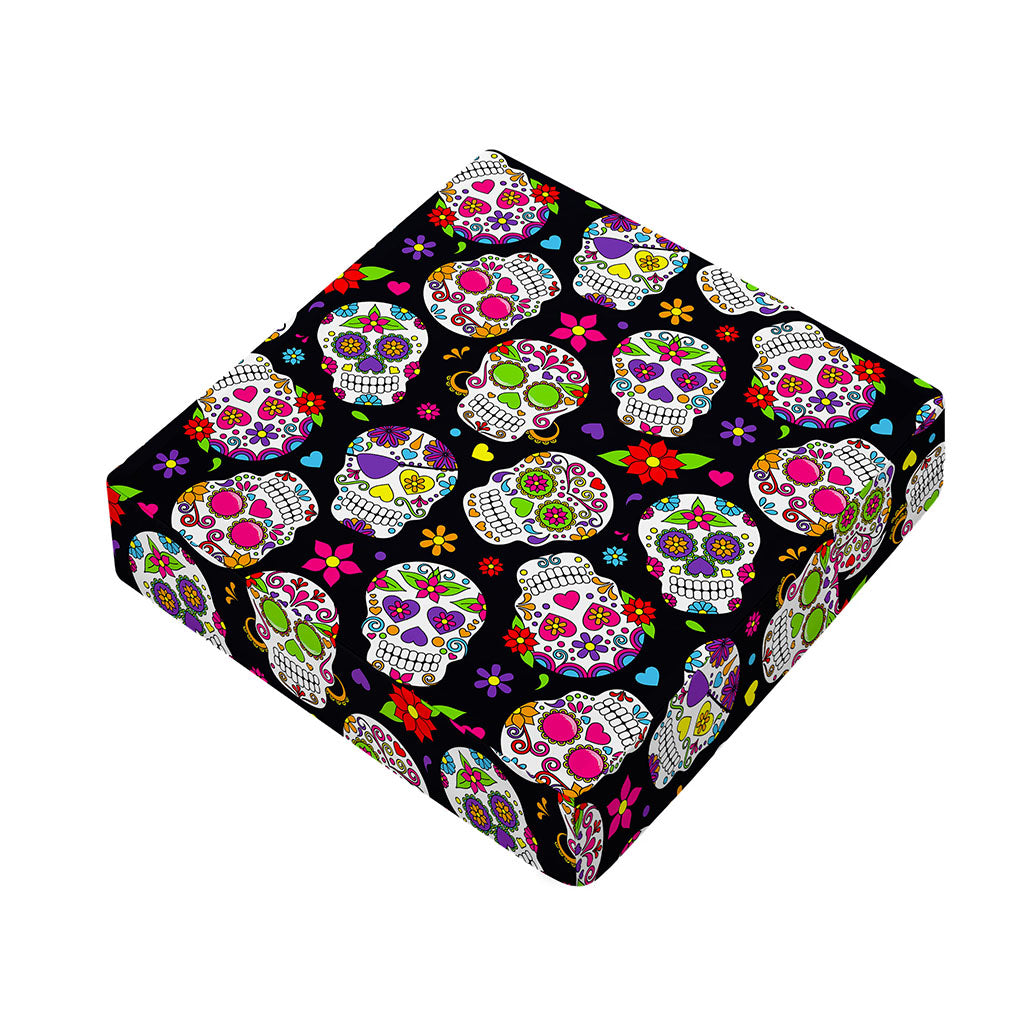 Sugar Skull Pattern Print Outdoor Seat Cushion Cover
