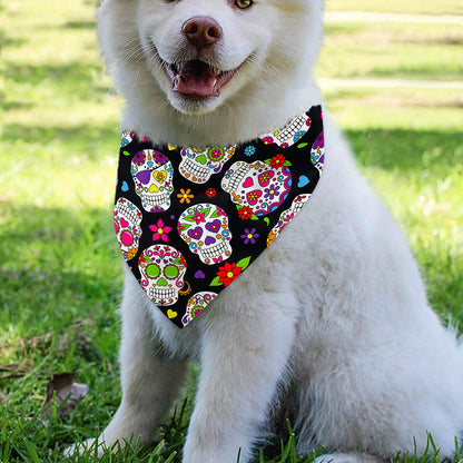Sugar Skull Pattern Print Over The Collar Dog Bandana