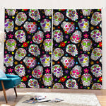 Sugar Skull Pattern Print Pencil Pleat Curtains