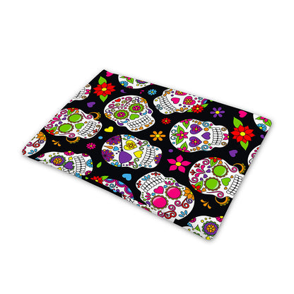 Sugar Skull Pattern Print Pet Cooling Mat Cover