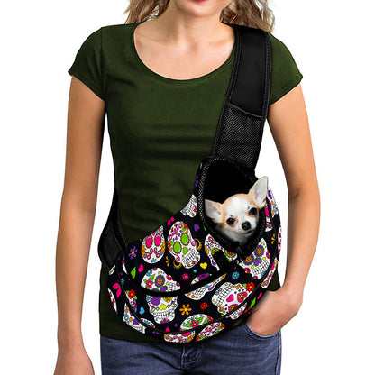 Sugar Skull Pattern Print Pet Sling Carrier