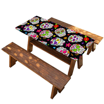 Sugar Skull Pattern Print Picnic Table Cover