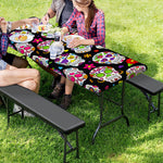 Sugar Skull Pattern Print Picnic Table Cover