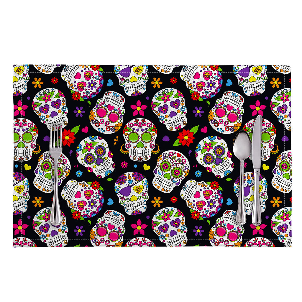 Sugar Skull Pattern Print Placemat
