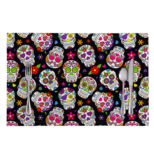 Sugar Skull Pattern Print Placemat
