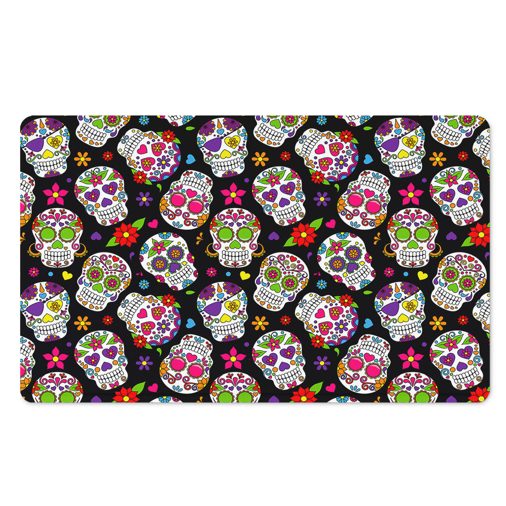 Sugar Skull Pattern Print Polyester Doormat