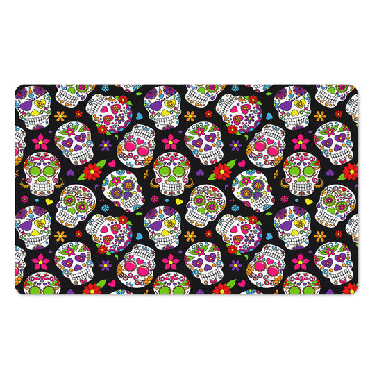 Sugar Skull Pattern Print Polyester Doormat
