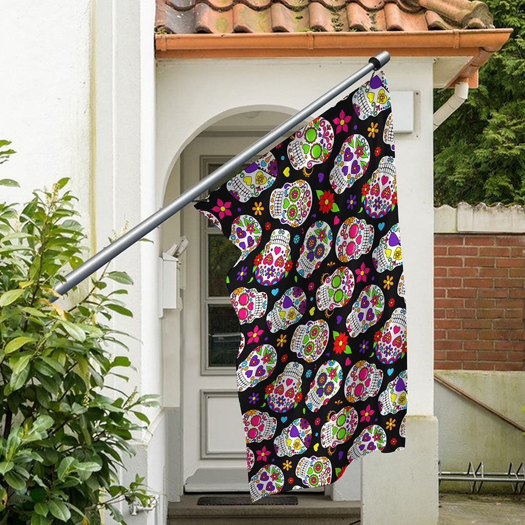 Sugar Skull Pattern Print Polyester Flag