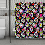 Sugar Skull Pattern Print Polyester Shower Curtain