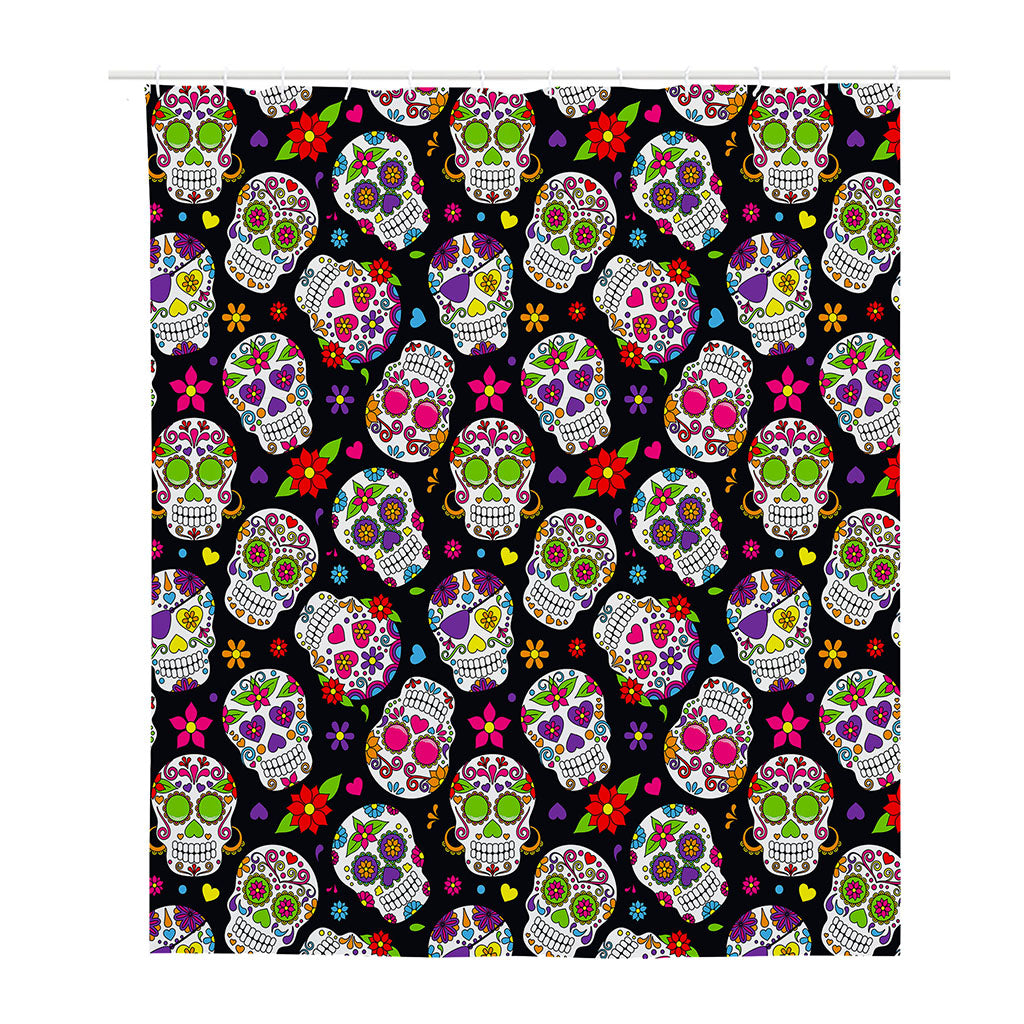 Sugar Skull Pattern Print Polyester Shower Curtain