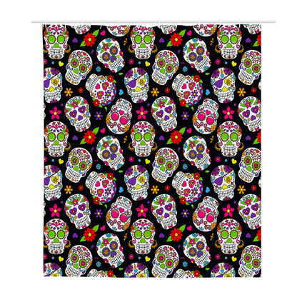 Sugar Skull Pattern Print Polyester Shower Curtain