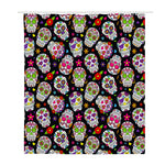 Sugar Skull Pattern Print Polyester Shower Curtain