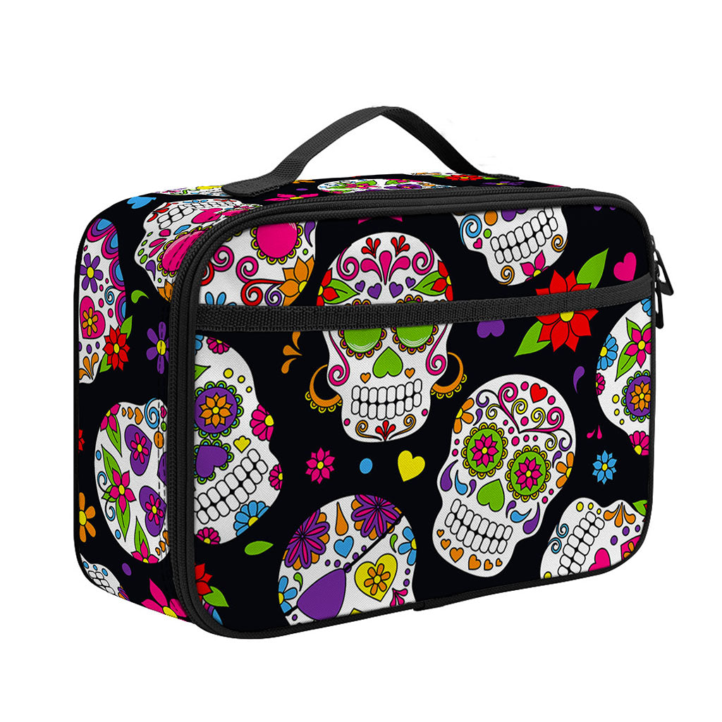 Sugar Skull Pattern Print Portable Lunch Bag