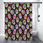Sugar Skull Pattern Print Premium Shower Curtain