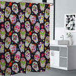 Sugar Skull Pattern Print Premium Shower Curtain