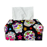 Sugar Skull Pattern Print Rectangle Tissue Box Cover