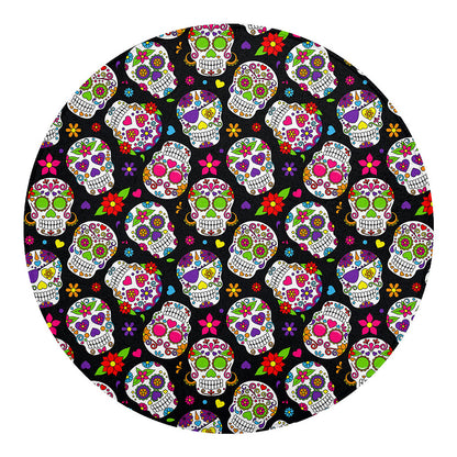 Sugar Skull Pattern Print Round Blanket