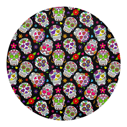 Sugar Skull Pattern Print Round Blanket