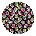 Sugar Skull Pattern Print Round Blanket