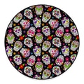 Sugar Skull Pattern Print Round Floor Mat