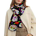 Sugar Skull Pattern Print Scarf
