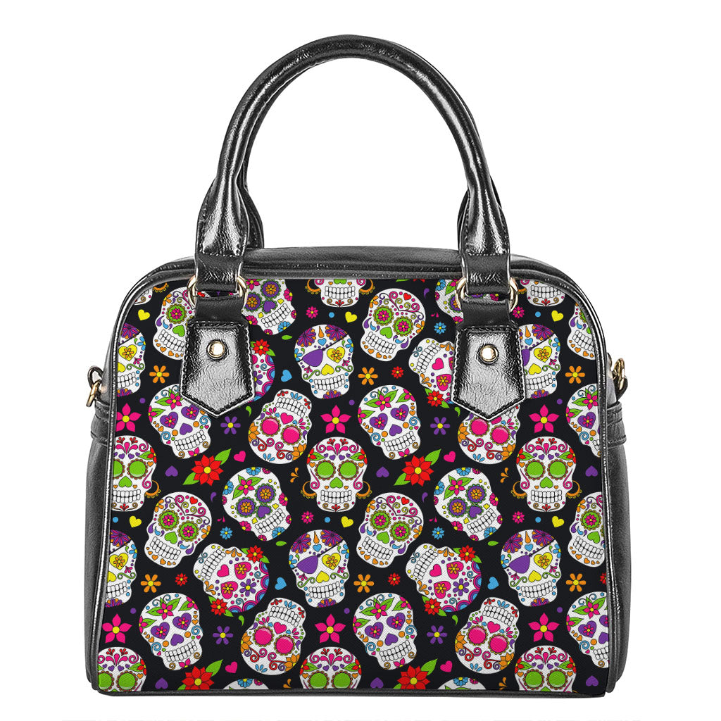 Sugar Skull Pattern Print Shoulder Handbag