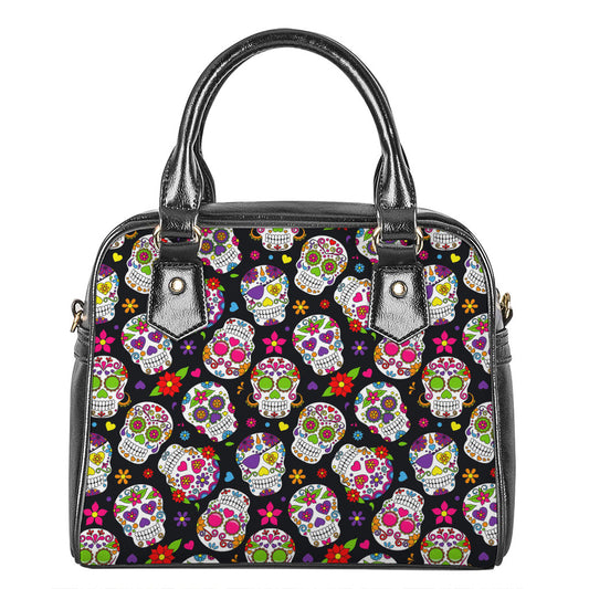 Sugar Skull Pattern Print Shoulder Handbag