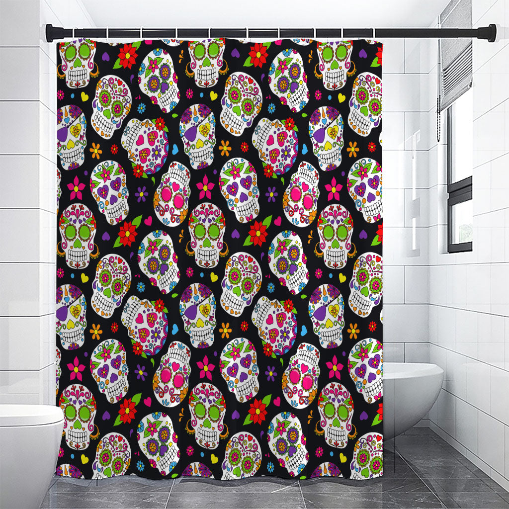 Sugar Skull Pattern Print Shower Curtain