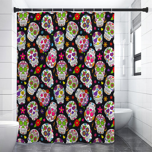 Sugar Skull Pattern Print Shower Curtain