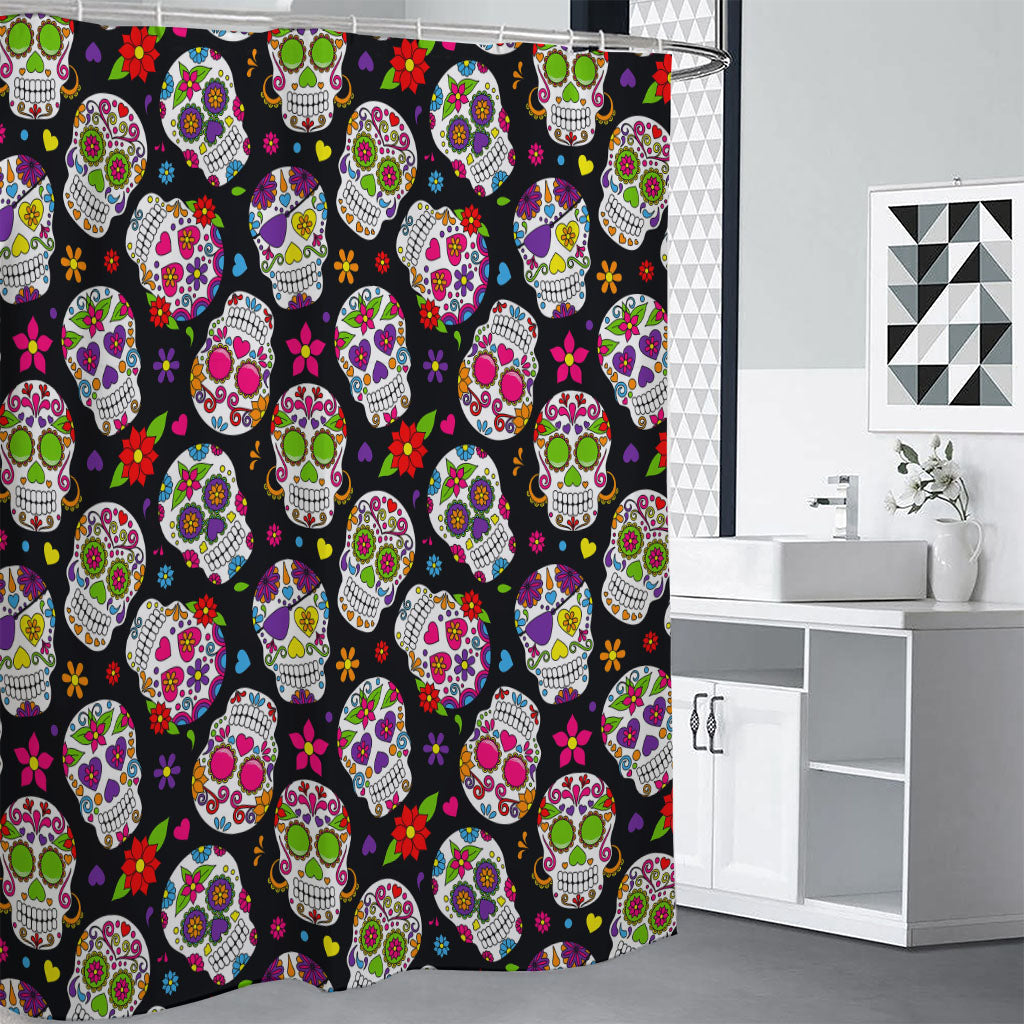 Sugar Skull Pattern Print Shower Curtain