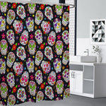 Sugar Skull Pattern Print Shower Curtain
