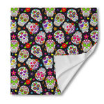 Sugar Skull Pattern Print Silk Bandana