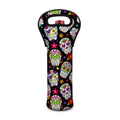 Sugar Skull Pattern Print Single Neoprene Wine Tote