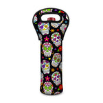 Sugar Skull Pattern Print Single Neoprene Wine Tote