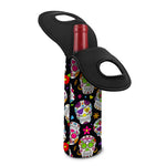 Sugar Skull Pattern Print Single Neoprene Wine Tote