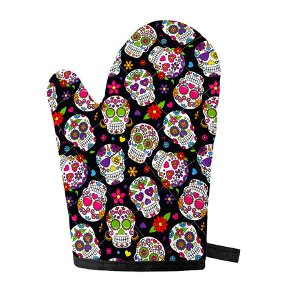 Sugar Skull Pattern Print Single Oven Mitt