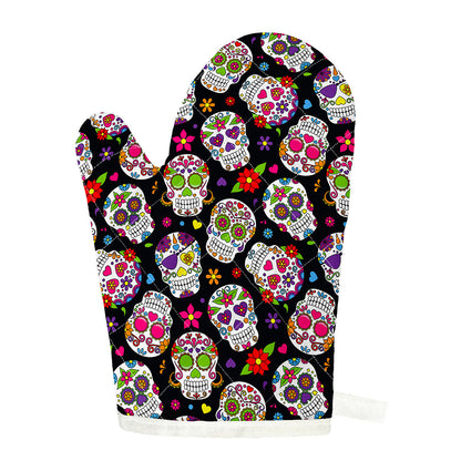 Sugar Skull Pattern Print Single Oven Mitt