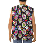 Sugar Skull Pattern Print Sleeveless Baseball Jersey