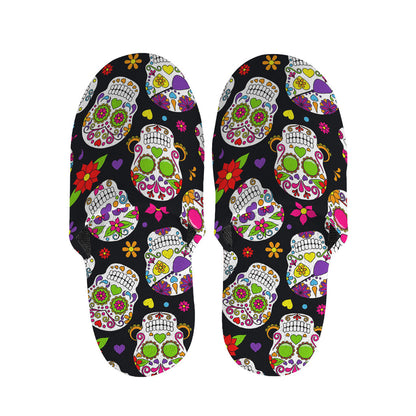 Sugar Skull Pattern Print Slippers