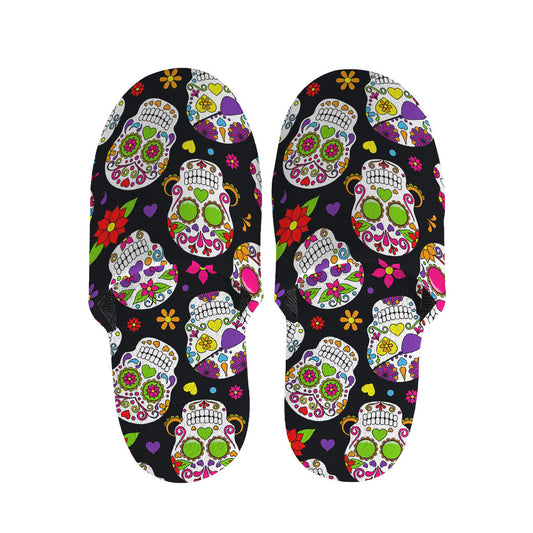 Sugar Skull Pattern Print Slippers