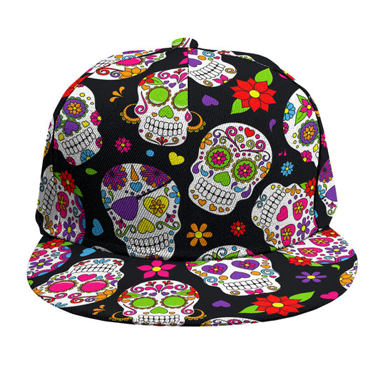 Sugar Skull Pattern Print Snapback Cap