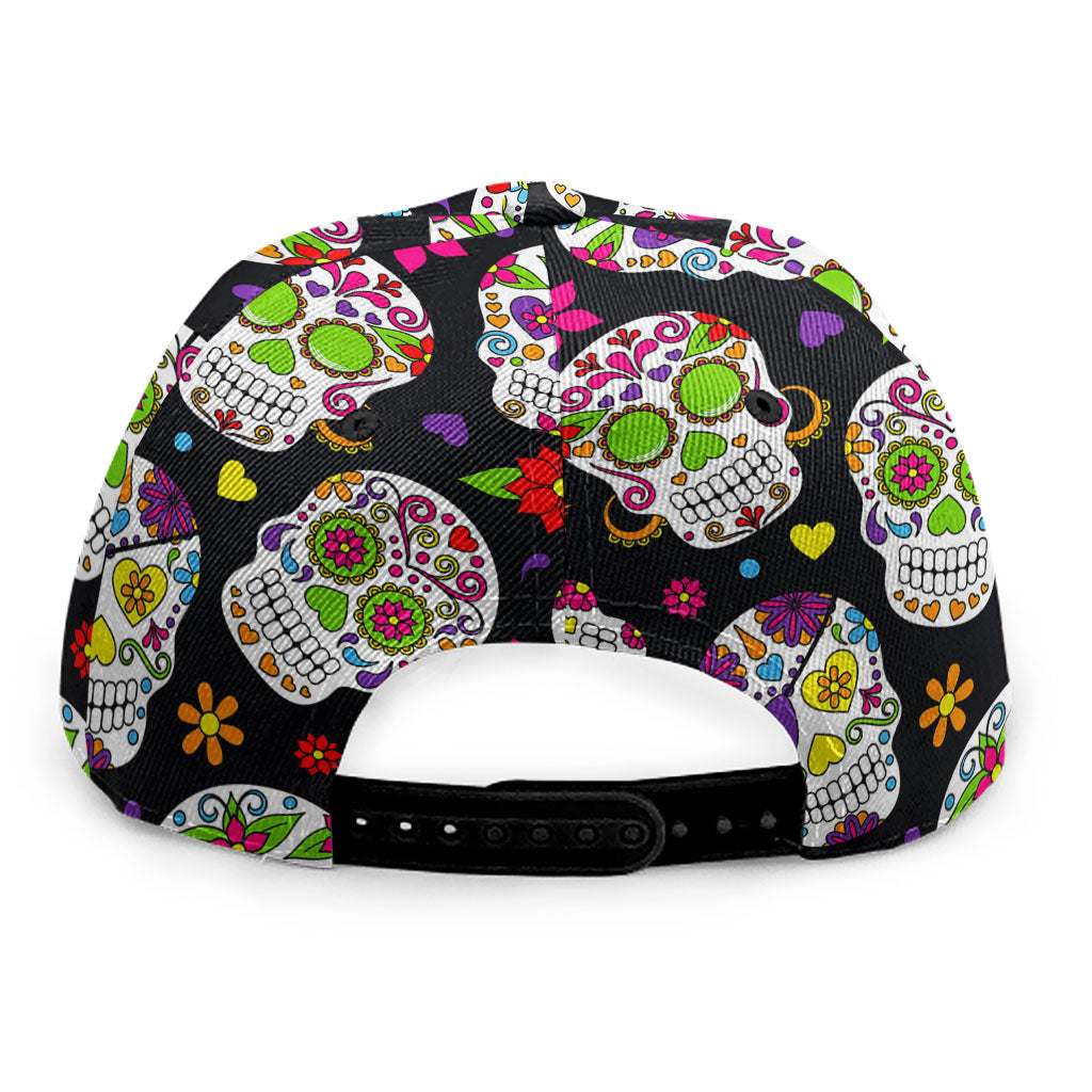 Sugar Skull Pattern Print Snapback Cap