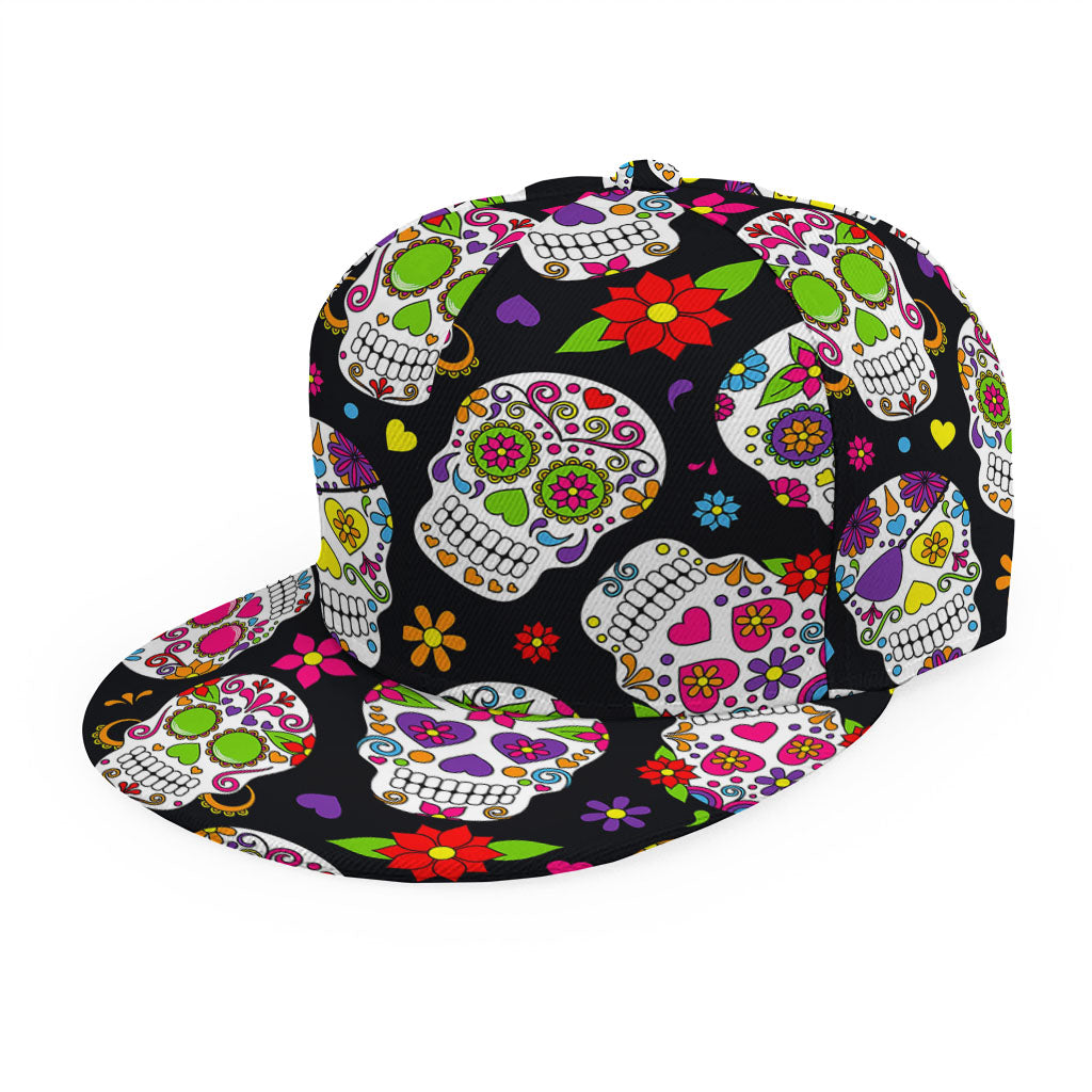 Sugar Skull Pattern Print Snapback Cap