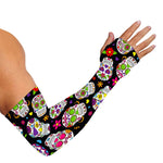 Sugar Skull Pattern Print Sun Protection Arm Sleeves