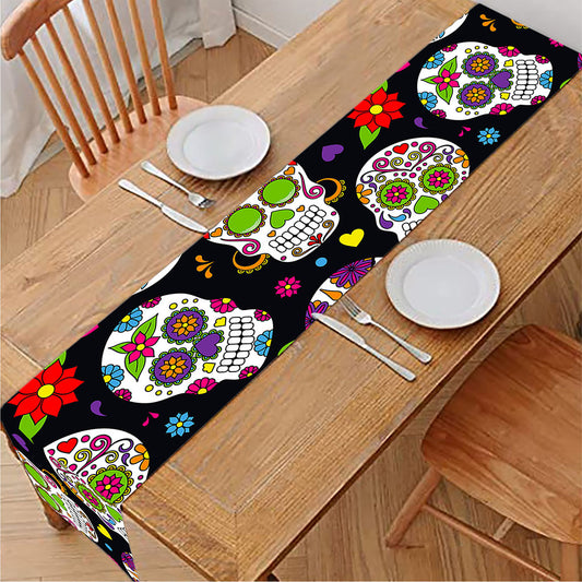 Sugar Skull Pattern Print Table Runner