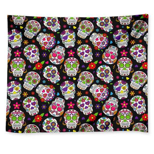 Sugar Skull Pattern Print Tapestry