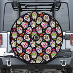 Sugar Skull Pattern Print Tire Cover With Camera Hole