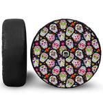 Sugar Skull Pattern Print Tire Cover With Camera Hole
