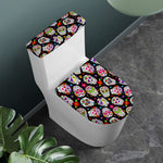 Sugar Skull Pattern Print Toilet Lid And Tank Cover Set